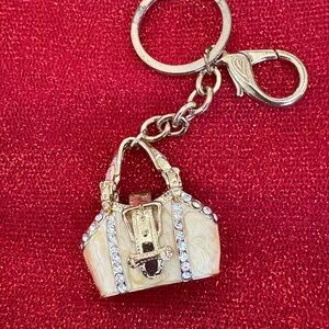 Cache Gold and Cream Handbag Keychain